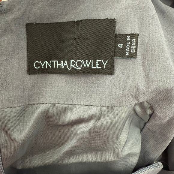 Cynthia Rowley Silk Sheath Dress Gray Silver Studs Size 4 Cocktail Party Work - Picture 3 of 5